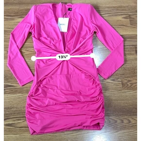 Nookie mini bodycon Envy Neon Pink Mini Dress size XL - Picture 6 of 14